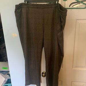 a new day Brown 3X Plaid Elastic Waist Dress Pants